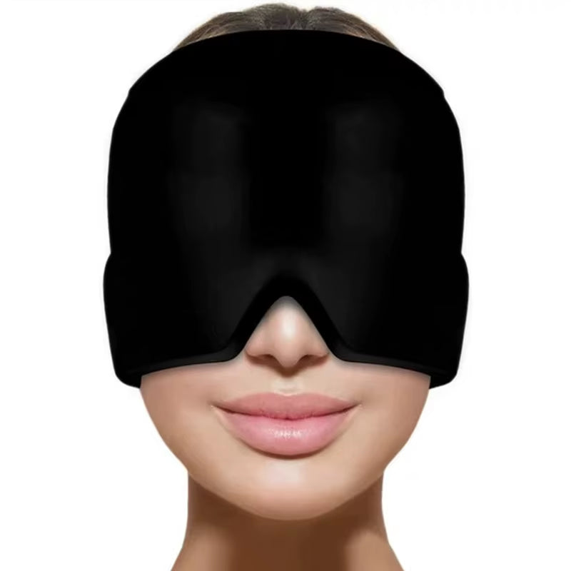 Gel Cold Ice Cap Head Heat Treatment Head Wrap Face Mask Massage Sleep Tool Black and Pink