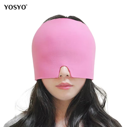 Gel Cold Ice Cap Head Heat Treatment Head Wrap Face Mask Massage Sleep Tool Black and Pink