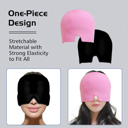 Gel Cold Ice Cap Head Heat Treatment Head Wrap Face Mask Massage Sleep Tool Black and Pink